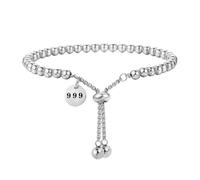 PAMTIER Número Ángel Pulseras para Mujeres Afortunado 111 222 333 444 555 666 777 888 999 Ajustable Acero Inoxidable Cuentas Cadena Plata Oro Chapado Joyería Plata 999