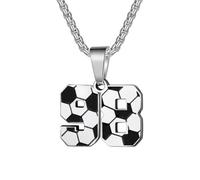 PAMTIER Número Collar para Hombres Jugador Fútbol Digital 00-99 Acero Inoxidable Cadena Declaración Sencillo 67 Colgante Personalizado Joyería Número 98