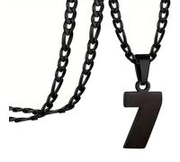 PAMTIER Número Collar para Hombres Mujeres Negro Cadena 00-99 Colgante Acero Inoxidable Delicado Atletas Digital 67 Declaración Personalizado Simple Joyería Negro Número 7