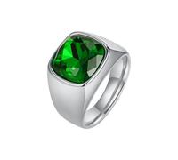 PAMTIER Piedra Preciosa Anillos para Hombres Mujeres Negro Verde Circonita Cúbica Acero Inoxidable Colorido Plata Oro Chapado Personalizado Declaración Único Vintage Joyería Plata-Verde Talla 27