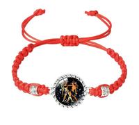 PAMTIER Pulseras Espíritu Signos del Zodiaco para Mujeres Hombres Parejas Signo de Constelación Horóscopo Cuerda Trenzada Hecha a Mano Ajustables Bangle Pulsera Rojo Negro Joyería Rojo Géminis