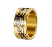 PAMTIER Rosa Anillos para Hombres Flor Acero Inoxidable 10MM Negro Plata Oro Chapado Personalizado Declaración Delicado Vintage Único Joyería Oro Talla 19