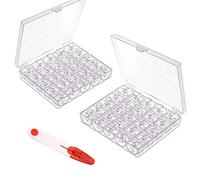 Pamtns 50 Piezas Canillas Maquina Coser Bobinas para Máquinas de Coser con Caja Carretes Coser Plásticos Transparentes Bobinas de Coser con Caja de Almacenamiento Y Tijeras