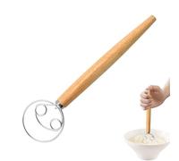 Pamtns Danés Batidora de Masa Agitadores Batidora Danesa de Masa Manual Acero Inoxidable Mango de Madera Batidora Manual Mezclador de Masa Danés Batidores de Pasta para DIY Pan Masa Pizza