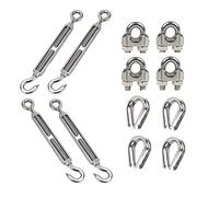 Pamtns Tensor Cuerda Tendedero Kits de Barandilla de Cable para Poste de Madera Tensor de Alambre Set Tensores de Acero Inoxidable Tensor Gancho y Ojo Tensores para Cables Tensor de Tornillo