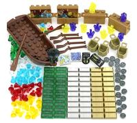 Pamvava Banco del tesoro de dinero, barcos piratas, accesorios de ciudad de amigos, bloque de construcción, mapas, dólar, joya, gemas, diamantes, lingotes de oro, piezas de ladrillos, piezas de