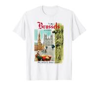 Pan Am Vintage Brussels Belgium Tour Poster Retro Travel Ad Camiseta