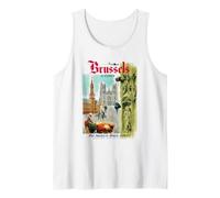 Pan Am Vintage Brussels Belgium Tour Poster Retro Travel Ad Camiseta sin Mangas