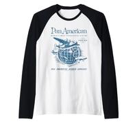 Pan Am World Airways Around The Globe Vintage Advertisement Camiseta Manga Raglan