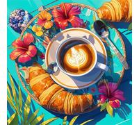 Pan Café Flores Puzzle 500 Piezas,Rompecabezas DIY Adultos,Puzle Clásico para Adultos Entretenimiento Creativo, Juegos Desafiantes