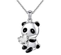 Pan-da - Collar y joyería europea, en forma de corazón, chapado en cu, bonito collar americano con circonitas coloridas, collares y colgantes con monograma para mujer, acero manchado, No es una piedra