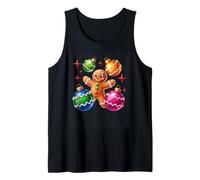 Pan de Jengibre Alegre con Bolas de Navidad Camiseta sin Mangas