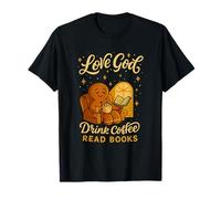 Pan de Jengibre Amor Dios Beber Café Leer Libros Fiesta de Navidad Camiseta