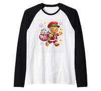 Pan de Jengibre Santa Alegre Holiday Joy Camiseta Manga Raglan