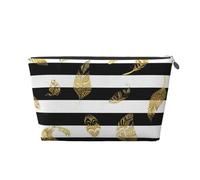 Pan De Oro A Rayas En Blanco Y Negro, Bolsa de artículos de tocador Bolsa de Maquillaje Bolsa de cosméticos Bolsa de artículos de tocador de Viaje portátil