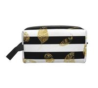 Pan De Oro A Rayas En Blanco Y Negro, Bolsa de Maquillaje Bolsa de cosméticos Bolsa de artículos de tocador de Viaje portátil Organizador de Bolsa de Maquillaje