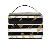 Pan De Oro A Rayas En Blanco Y Negro, Bolsa de Maquillaje Bolsa de cosméticos Bolsa de artículos de tocador de Viaje portátil Estuche para lápices Bolsa de artículos de tocador