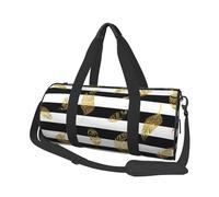 Pan De Oro A Rayas En Blanco Y Negro, Bolsa de Viaje de Gran Capacidad, Bolso Redondo, Bolsa de Viaje Deportiva, Bolsa de Mano, Bolsa de Fitness
