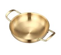 Pan de paella antiadherente paella sartén profesional antiadherente sartén de paella de acero inoxidable, mango ensanchado sin deslizamiento, para acampar gatheven e inducción segura/oro/20 cm