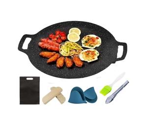 Pan De Parrilla Coreana - Pan De Parrilla De Hierro Redondo De Estilo Coreano | Barbacoa De Hierro Versátil | Parrilla Multifuncional | Accesorio De Cocina Portátil Para Jardín De Jardín De