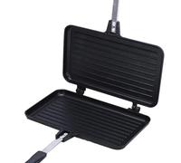 Pan de sándwich de doble lado: sartén sin estribo para sándwiches con mango resistente al calor | Costeros para sándwiches crujientes, tostadora de hierro fundido para el desayuno, cuadrícula de queso