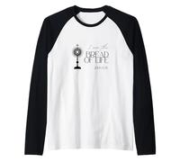 Pan de Vida Juan 6:35 Jesús Eucaristía Comunión Custodia Camiseta Manga Raglan