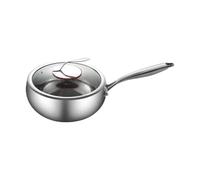 Pan, Deep Frying Pan with Lid, Titanium Coated Cookware, Quick-Heating Flat Bottom, inducción compatible, Kitchen Accessory for Stir-Fry Stews Soups Noodles, In Dorm