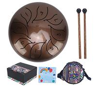 Pan del tanque de la bandeja de metal del tambor de la lengua de 5.5 pulgadas, kit de instrumentos de percusión portátil con mazos, acero de carbono de aleación, suave, incluye (Antique Bronze)