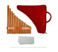 Pan Flauta, 15 Tubos Brown Pan Flauta G Key Chino Instrumento Musical Tradicional Pan Pipes Viento Madera, Paño Limpieza y Bolsa Transporte, Mano Izquierda y Derecha