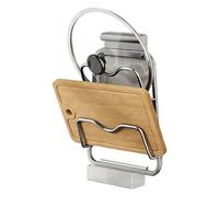 Pan Lid Organizer - Kitchen Organization With This Wall-mounted Pot Lid Storage Solution | Wall-mounted Multifunctional Stainless Steel Spoon Rest With Drip Tray, Pot Cover Holder Rack For Kitchen