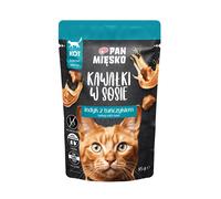 PAN MIĘSKO Trozos en salsa: pavo con atún, 10x85 g, para gatos