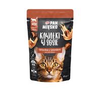 PAN MIĘSKO Trozos en salsa: ternera con venado, 85 g, para gatos