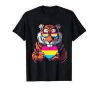 Pan Pride Tiger Heart LGBTQ Pansexualidad Orgullo Pansexual Camiseta