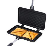 Pan - Sartén para sándwiches antiadherente de doble cara con mango anti-escaldaduras | Perfecto para hacer tostadas, gofres y sándwiches a la parrilla, sartén duradera para parrilla de
