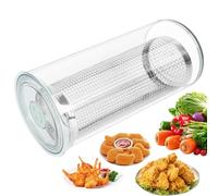 Pan Shaker - Dispensador transparente de 13,78 360 grados con tapa | Hornillo de sopa de pescado de acero inoxidable, tazón portátil de harina para hornear en casa camping