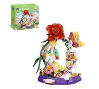 PAN TASY El Principito Jardín Estrellado, Set de Construcción | Diorama floral con rosa gigante, mariposa y escena de fantasía, modelo creativo para construir y decorar