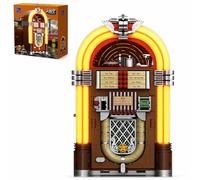 PAN TASY Kit de Construcción Retro Jukebox con Función de Moneda y Sonido, Caja de Música Mecánica con Discos de Acrílico, Estudio de Grabación y Minifigura, Juguete de Construcción Coleccionable para