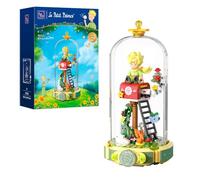 PAN TASY Le Petit Prince Rose Mailbox Building Block Set, Creativo DIY Exhibidor de Flores con Cúpula de Globo Rotatorio, Kit de Modelo Coleccionable para Adultos y Niños