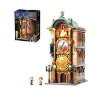 PAN TASY Reloj Astronómico de Praga Set de Construcción con Motor y Luces LED, Modelo Arquitectónico Gótico Modular, Esferas Mecánicas Giratorias, Pieza de Colección para Adultos