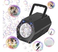 PANACARE 2.0 Máquina automática de pompas de jabón, portátil Bubble Machine 20000+ burbujas/min con agua de burbujas, 26 agujeros, regalo para niños, bodas, cumpleaños, escenarios, fiestas (negro 575)