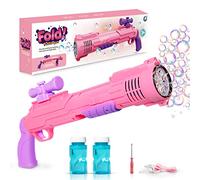 Panacare Rifle Pistola de pompas de jabón, pistola de burbujas para niños, 5000 burbujas/minuto con solución de burbujas *2, máquina de burbujas de juguete regalo para niños/cumpleaños/fiesta (rosa