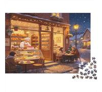 Panadería acogedora Escena Nocturna Puzzle de 1000 Piezas para Adultos Juego de Puzzle 1000 Piezas Papel Relajación Decoración Hogar Regalo Familiar 38x26cm/1000pcs