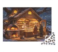 Panadería Casa en el Árbol Puzzle para Adultos Puzzle de 1000 Piezas Papel Escena Nocturna Invernal Puzzle para Toda la Familia Relajación Decoración Regalo 52x38cm/1000pcs