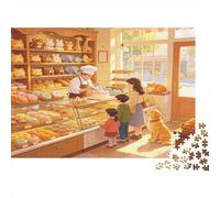Panadería Puzzle de 1000 Piezas Papel Puzzle para Adultos Escena Familiar Acogedora Relajante Decoración Hogar Regalo 38x26cm/1000pcs