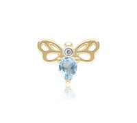 Panal Art Nouveau Forma Pera Topacio y Diamante Abeja Pin En 9ct Oro Amarillo