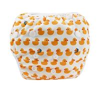 Pañal de natación bebé ajustable impermeable reutilizable, pantalón entrenamiento natación verano para niños y niñas, tamaño único con cierre (Duck)