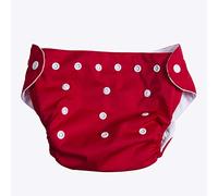Pañal de natación reutilizable, ajustable, lavable, cómodo pañal de natación para niños nacidos hasta menores de 2 años, para clases de natación, vacaciones (rojo, talla única)
