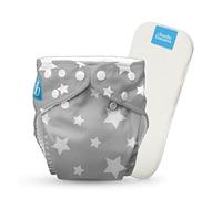Pañal de Tela Talla Única con Inserto - Twinkle Little Star White on Grey