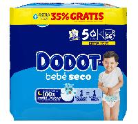 Pañal Dodot Bebe Seco T5 11-16 Kg 56 Uds - Absorción máxima y protección anti-fugas 24h