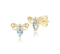 Panal Forma Pera Topacio y Diamante Abeja Tuerca Pendientes En 9ct Oro Amarillo